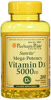 Витамин D3 Puritan's Pride (Vitamin D3) 5000 МЕ 200 капсул