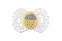 Пустушка Nuvita Air55 Cool 6міс+, ортодонтична, з ковпачком, LOVE жовто-сірий (NV7084SC)