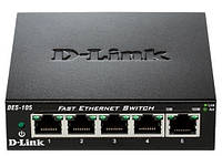 D-Link Комутатор DES-105/E 5xFE, некерований, метал (DES-105/E)