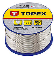 Topex Припій олов'яний, Sn60Pb40, флюс SW26, дріт 1мм, 100г (44E514)