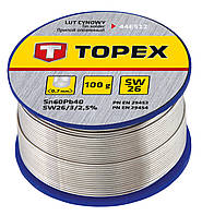 Topex Припій олов'яний, Sn60Pb40, флюс SW26, дріт 0.7мм, 100г