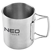 Кухоль туристичний Neo Tools, 320мл, складана ручка, нержавіюча сталь, чохол, 0.15кг (63-150)