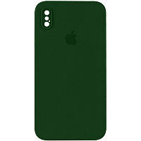 Чехол Silicone Case Square Full Camera Protective (AA) для Apple iPhone XS / X Зеленый / Army green