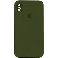 Чехол Silicone Case Square Full Camera Protective (AA) для Apple iPhone XS / X Зеленый / Dark Olive