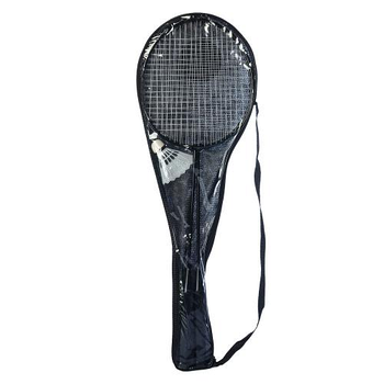 Набір для бадмінтонової гри 2 ракетки метал 67x21x2, 5 см з воланчиком для активного відпочинку Чорний