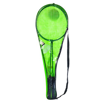 Набір для бадмінтонової гри 2 ракетки метал 67x21x2, 5 см з воланчиком для активного відпочинку Зелений