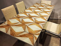 Комплект обеденной мебели бежевый ромб(стол ДСП, каленное стекло + 4 стула) Mobilgen, Турция