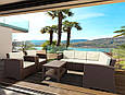 Диван кутовий пластиковий MONACO LOUNGE CORNER, Siesta Exclusive, коричневий с подушками, фото 4