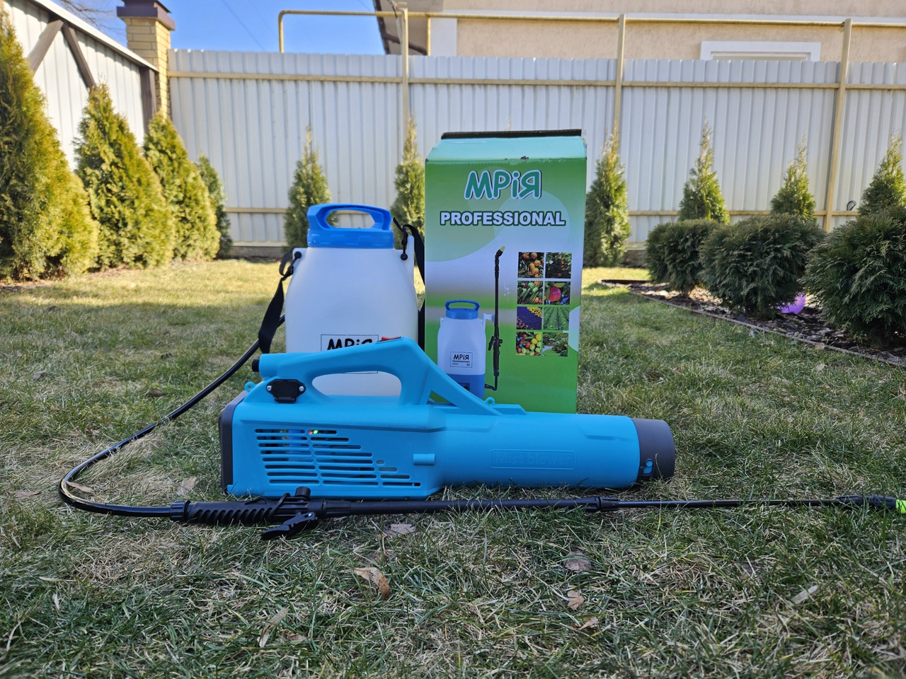 Комплект акумуляторний обприскувач, електрообприскувач Мрія 6л та турбо насадка Мрія 12В, фото 1