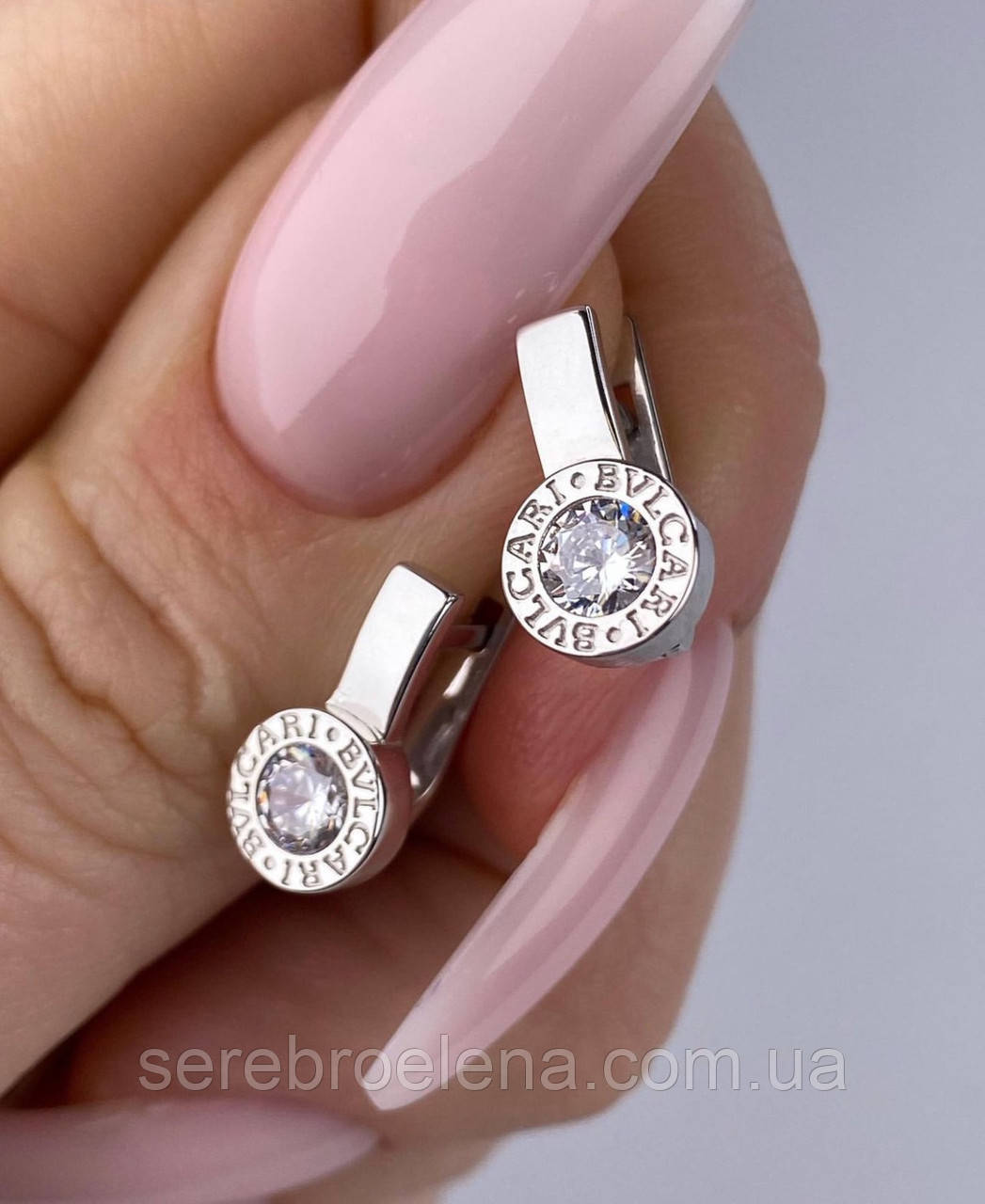 Срібні сережки Bvlgari покриття родій