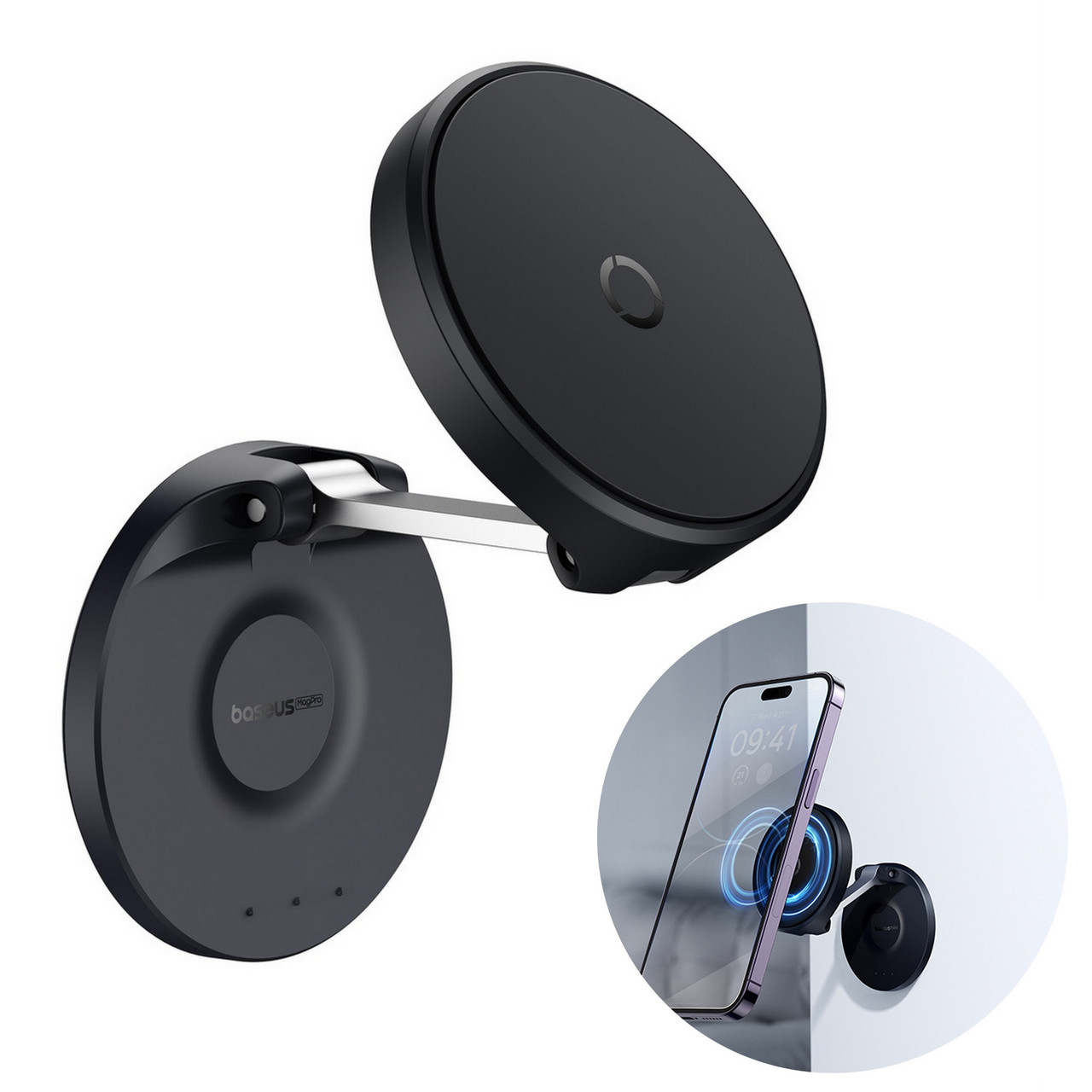 Магнітний тримач телефона в авто Baseus MagPro Magnetic Foldable Black (B10564101121-00), фото 1
