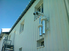 Монтаж канальных вентиляторов на стене АБК 1