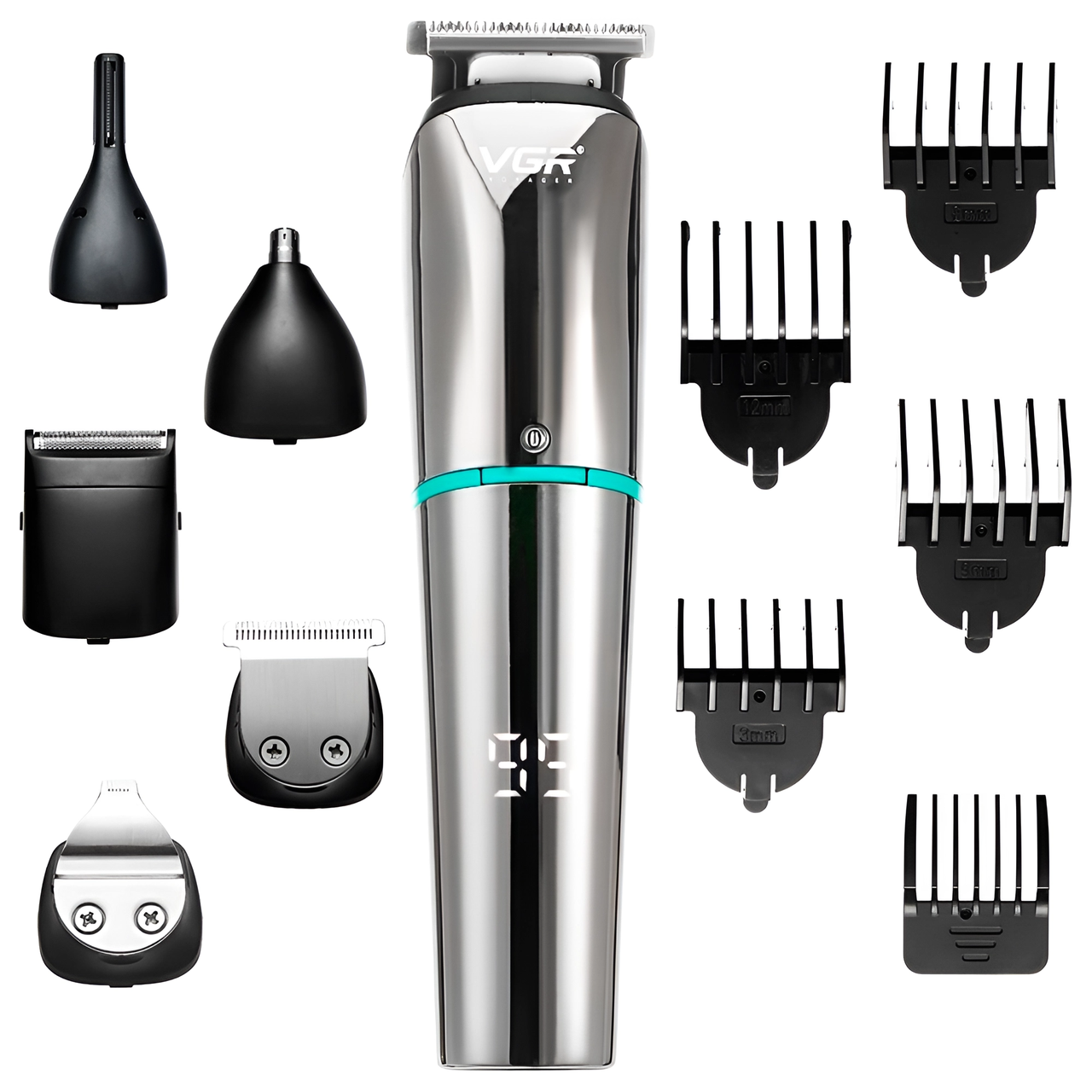 Машинка для стрижки акумуляторна, 6в1, VGR V-101 / Тример для стрижки волосся та бороди / Набір для стрижки, фото 1