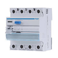 ПЗВ HAGER чотириполюсне 4P, 25A, 300mA, тип A, CFA425D Хагер диференціальний реле пристрій захисного відкл