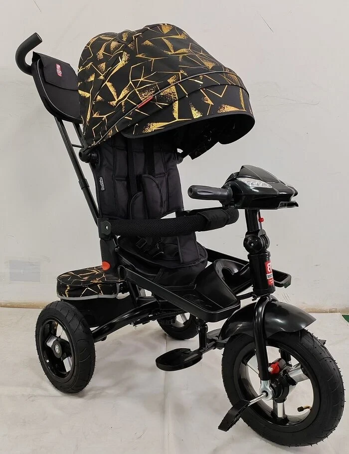 Велосипед триколісний дитячий з батьківською ручкою Best Trike 6088 F 615-90 (надувні колеса, USB, музика, світло, пульт)
