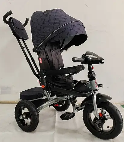 Велосипед триколісний дитячий з батьківською ручкою Best Trike 6088 F 958-70 (надувні колеса, USB, музика, світло, пульт), фото 1