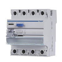 УЗО HAGER четырехполюсное 4P, 63A, 300mA, тип A, CFA463D Хагер дифференциальное реле устройство защитного откл