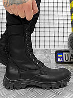 Тактические зимние высокие черные берцы на меху,военные кожаные водоотталкивающие ботинки полиция зсу 40