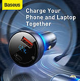 Автомобільна швидка зарядка Baseus 65W PPS Type-C / USB-A  Fast Charger, фото 3