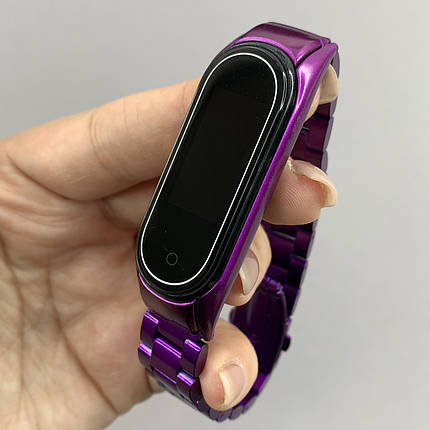 Ремінець для Xiaomi Mi Band 3 металевий матовий браслет для фітнес трекера сяомі ми бенд 3 фіолетовий stl, фото 1