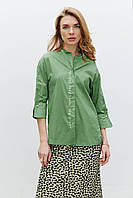 Женская рубашка с принтом из хлопка в зелёном цвете Modna KAZKA MKRM4130-1