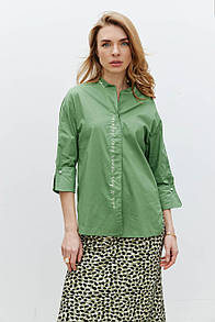 Жіноча сорочка з принтом з бавовни в зеленому кольорі Modna KAZKA MKRM4130-1