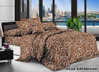 Євро комплект (Бязь) | Комплект постільної білизни "Вензель. Темний шоколад" | Простирадло 240х220 см