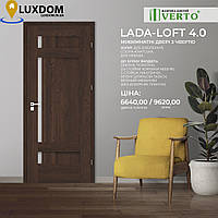 Межкомнатная дверь с четвертью LADA-LOFT 4.0 verto цвет Verto-CELL Дуб невада Стекло сатин