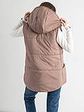 Жилетка жіноча довга безрукавка блискавка 46 беж, фото 3