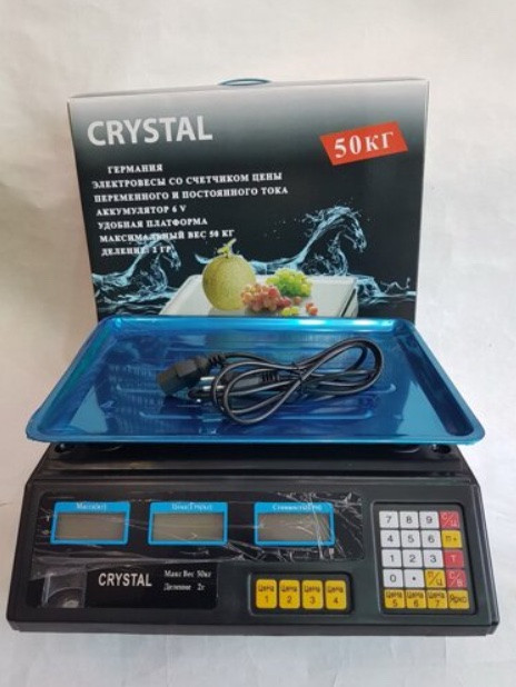 Торговые Весы электронные с калькулятором Crystal 50 kg 6V Черный