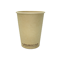 Стакан бумажный однослойный "BAMBOO CUP" 400 мл (50 шт/уп) крышка # 91