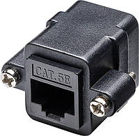 Перехідник мережевий Goobay RJ45 UTP5e F F адаптер монтажний 8P8C Gold чорний (75.07.2361) ML, код: 7455076