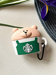 Силіконовий чохол Alitek для навушників Apple AirPods Pro Ведмідь Старбакс + карабін