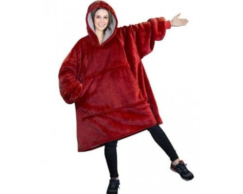Толстовка — плед із капюшоном HUGGLE HOODIE BLANKET, плед із рукавами (Червоний)