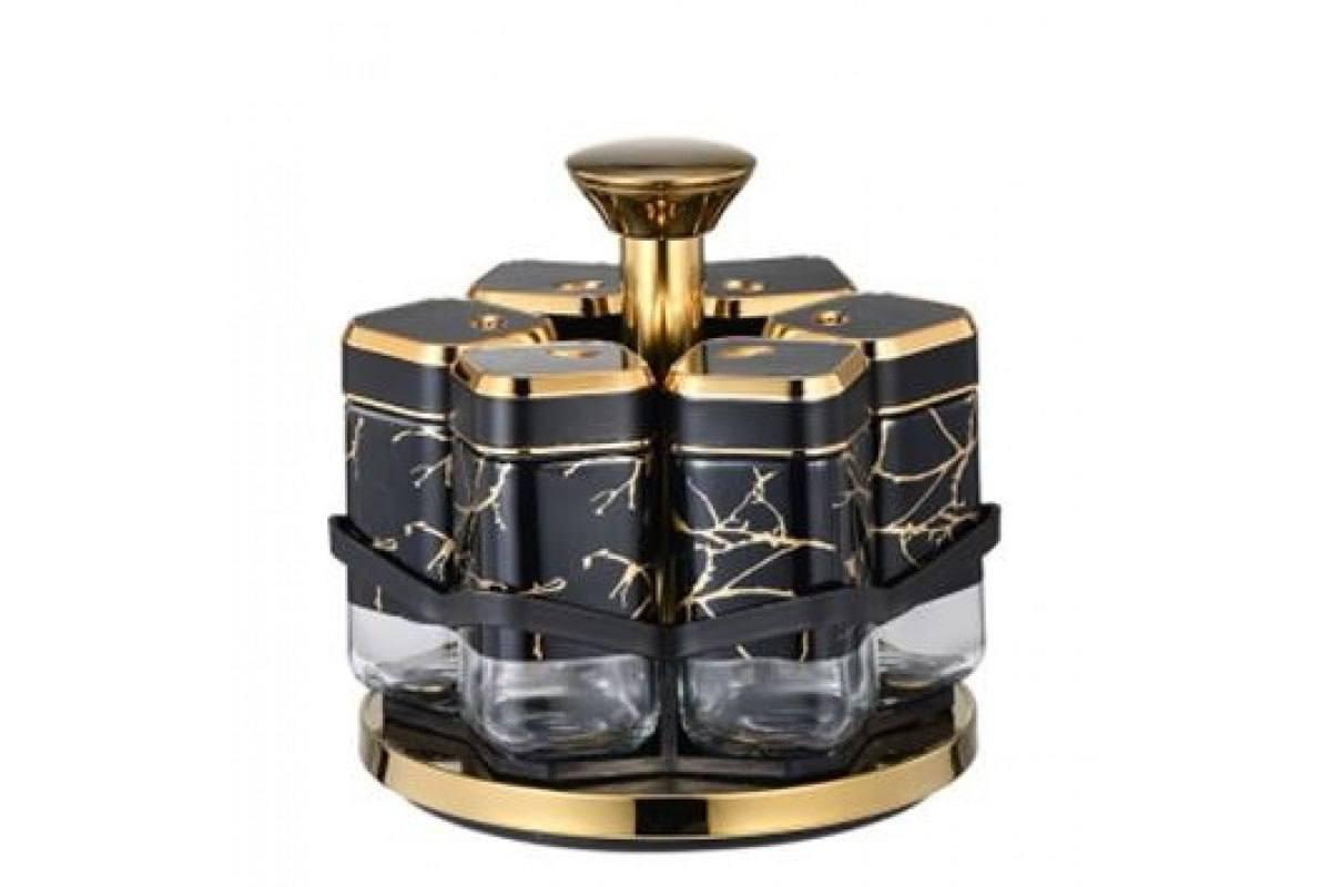 Органайзер для спецій (BSJ2509-1) (6 банок) BLACK-GOLD
