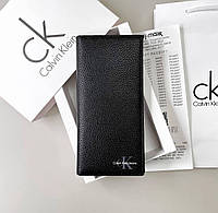 Мужской кожаный вертикальный кошелек Calvin Klein вертикальный бумажник черный в подарочной упаковке
