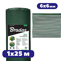 Міцна заборна сітка 1х25 м 300г/м² 6х6 мм зелена пластикова для огорожі території на дачі Bradas посилена