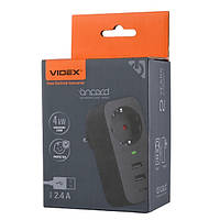 Сетевой адаптер с/из 1п Oncord 2.4A 2USB+USB-C Black Videx