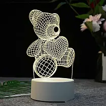 Акриловий 3D нічник-світильник ведмедик з пультом 16 кольорів, дитяча настільна лампа, світлодіодний нічник