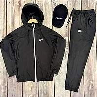 Чоловічий спортивний костюм Nike (Найк) плащівка, осінній весняний, чорний. Чоловічий одяг