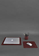 Набор для рабочего стола из натуральной кожи 1.0 бордовый Crazy Horse BlankNote CP, код: 8132605