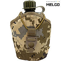 Армейская фляга 1л в чехле Пиксель Поликордура (фляга тактическая полевая индивидуальная) MELGO