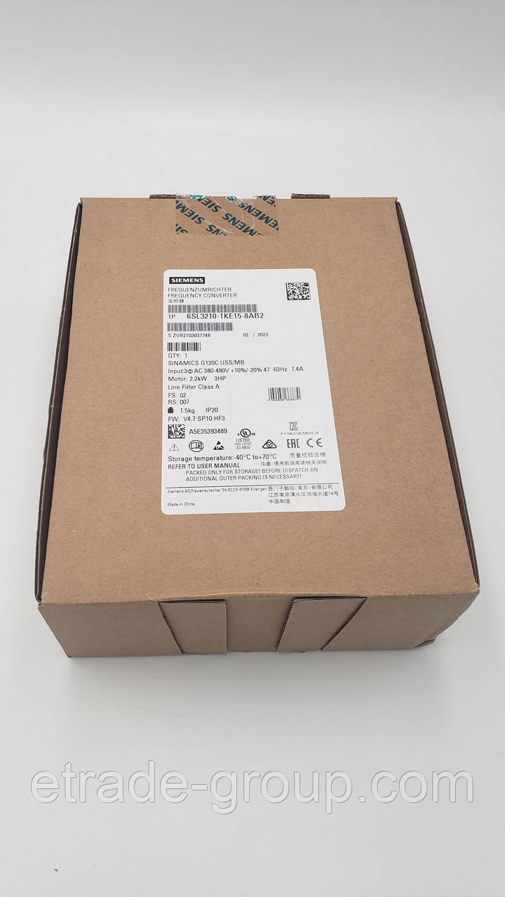 Перетворювач частоти Siemens 6SL3210-1KE15-8AB2 SINAMICS, фото 1