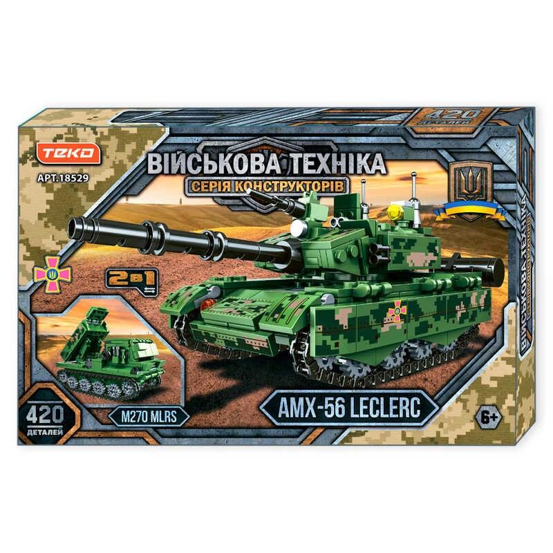 Конструктор “Військова техніка” 18529 "Teko", 420 деталей, 2 в 1, танк + РСЗВ, в коробці