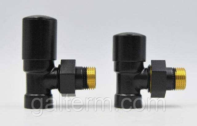 Комплект радіатор кранів кутовий Vario Term Swing, Matte black (ZIS24/FK), фото 1