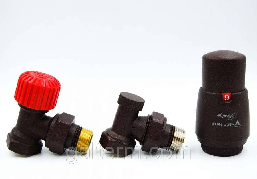 Комплект термостатичний Vario Term, ELEGANT, кутовий, матовий чорний, ELGS0224C/FK