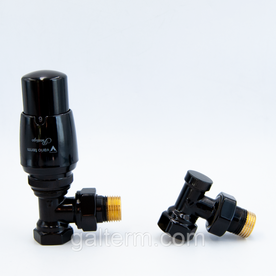 Комплект термостатичний Vario Term, ELEGANT, кутовий, глянсовий чорний, ELGS0213C/FK