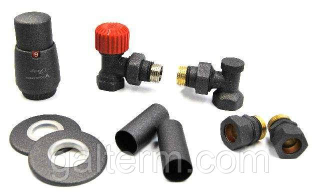 Комплект термостатичний Vario Term, ELEGANT ALL in ONE, кутовий, стукт. графіт, AELGS0205C/FK(PEX)