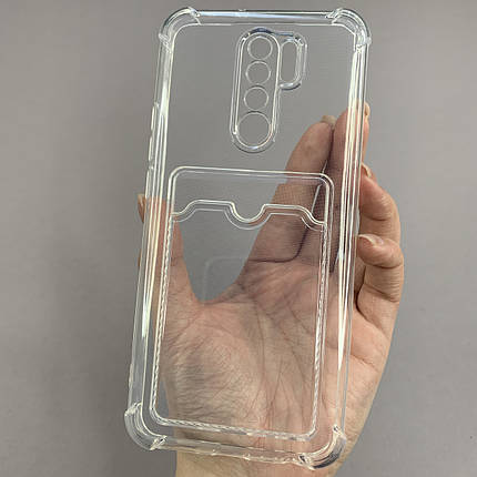 Чохол для Xiaomi Redmi 9 чохол з кишенею для карт на телефон сяомі редмі 9 прозорий p4b, фото 1