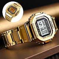 Часы мужские электронные стальные наручные цвета золота с подсветкой из нержавеющей стали оригинальные Skmei